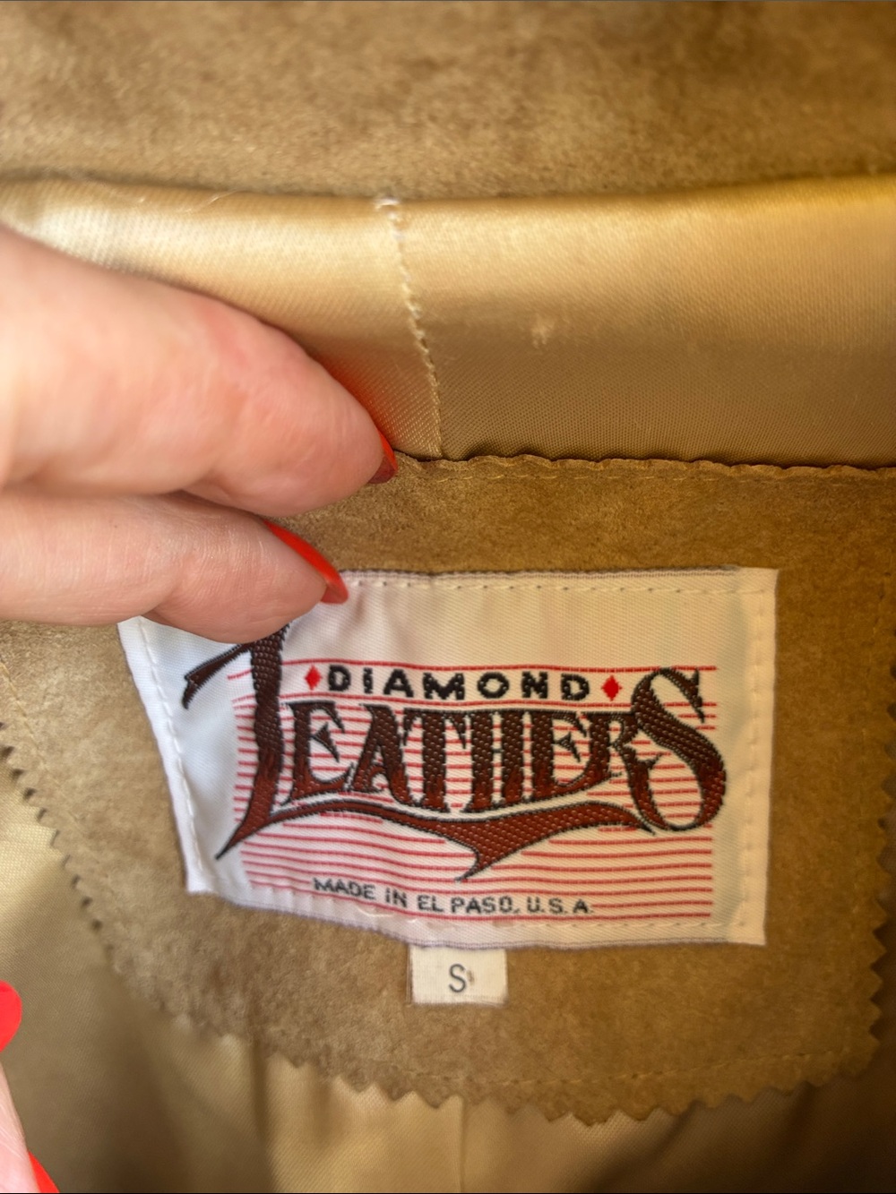 Diamond Leathers Tan Suede Fringe Vintage Suede Jacket/S - Picture 7 of 9